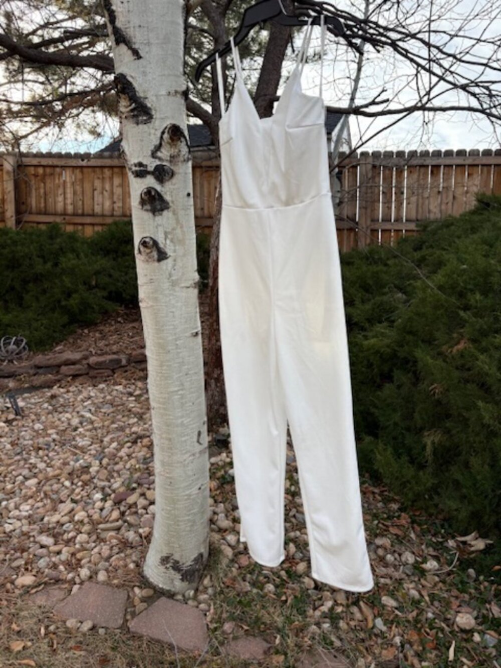 NWOT Ivory jumpsuit v-neck spaghetti straps Sweet Storm, sz S women’s